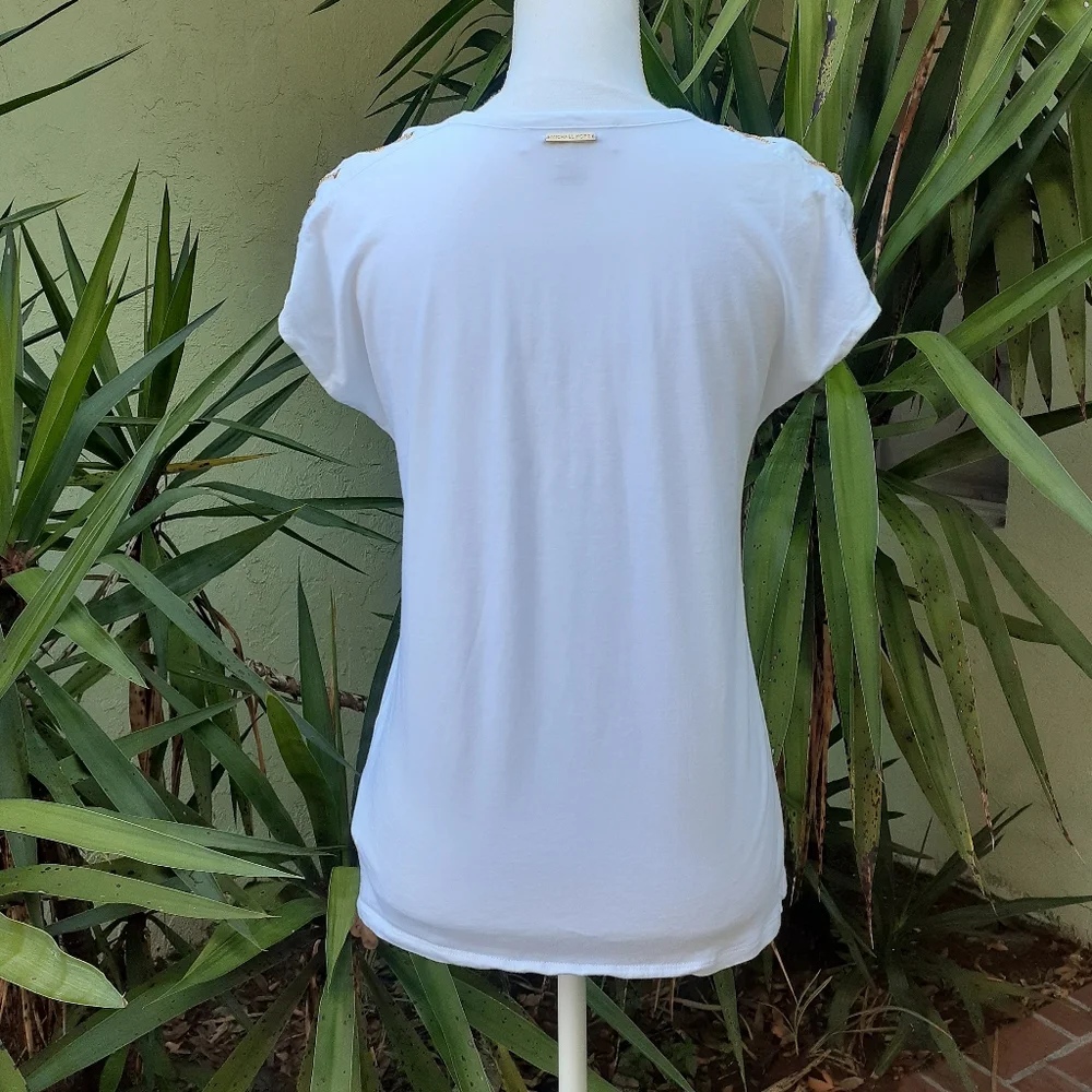 Michael Kors White Tee and Gold Chains